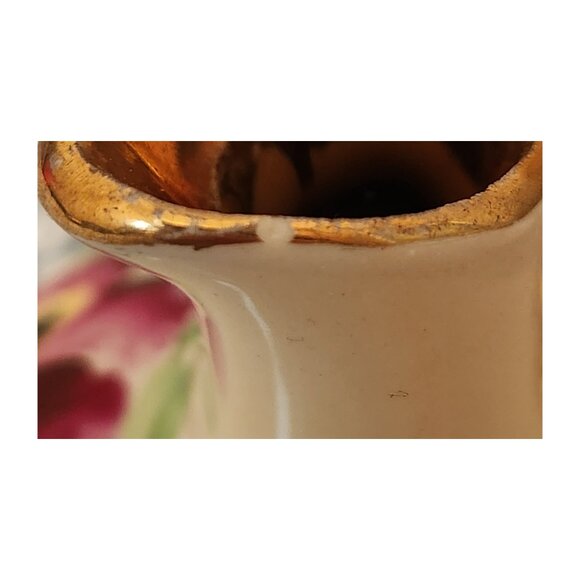 Two ~ Vintage Le Pere Mini Hand Painted Pansy Pitchers/ Vases with Gold Trim - Picture 11 of 11